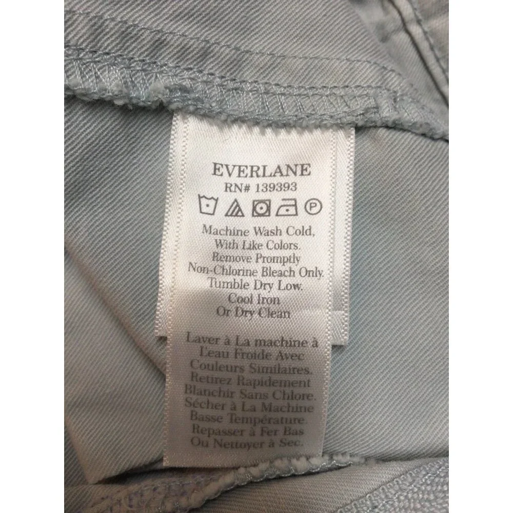 Everlane Womens Short Sleeve Denim Jumpsuit Coveralls Organic Cotton Linen Sz 8